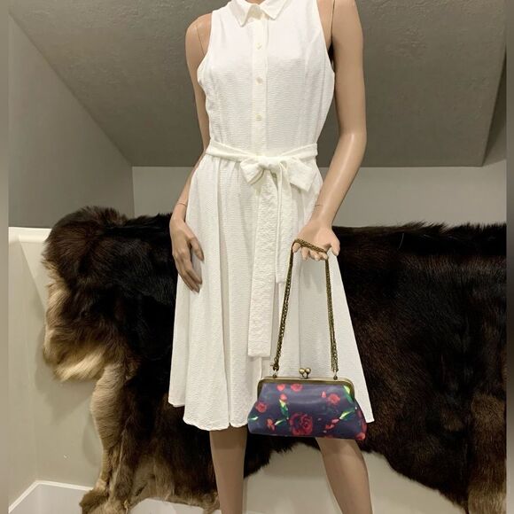 Handmade Genuine Leather Rose Printed Clutch/Shoulder Bag/Crossbody/Evening Bag - Picture 12 of 16